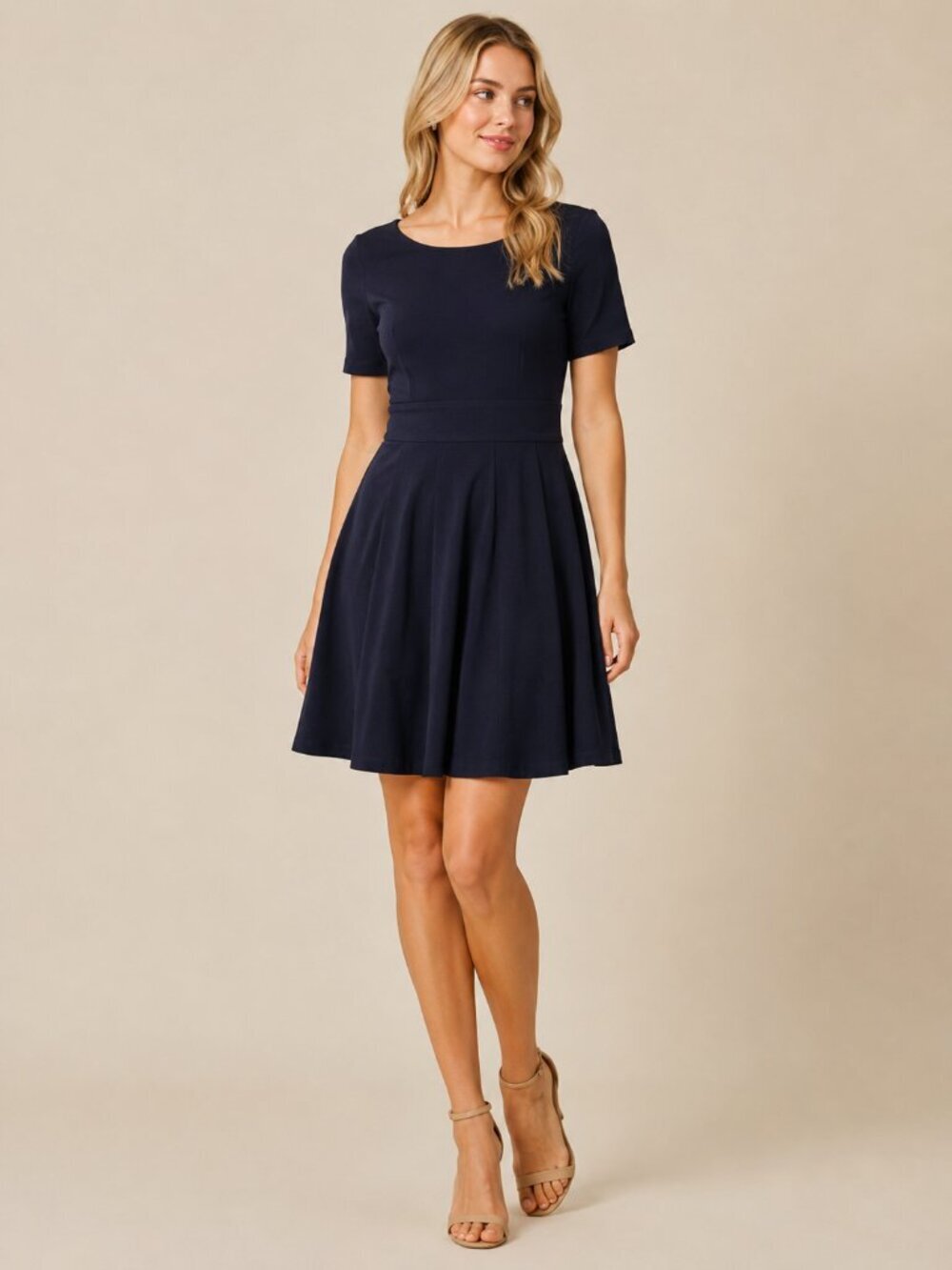2/$30 J. Crew Knit Midriff Fit and Flare Dress Short Sleeve Navy 0 #A2238